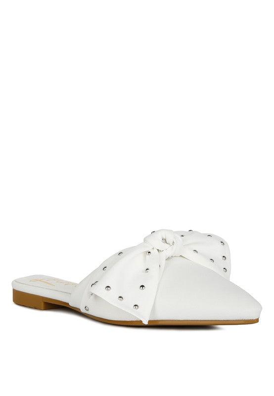  Studded Chic Bow Flat Mules