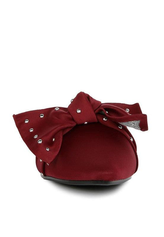 Yancy Studded Chic Bow Flat Mules - Klazzi Fashion Boutique