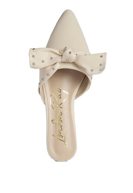  Studded Chic Bow Flat Mules