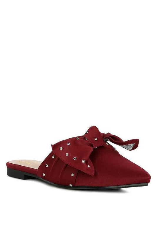  Studded Chic Bow Flat Mules