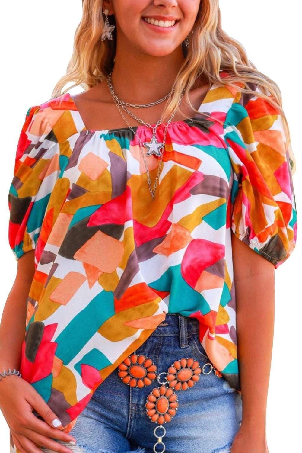 Abstract Multicolor Blouse