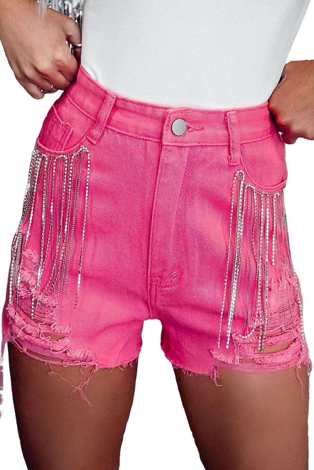 Adore Pink Distressed Slim Fit Shorts