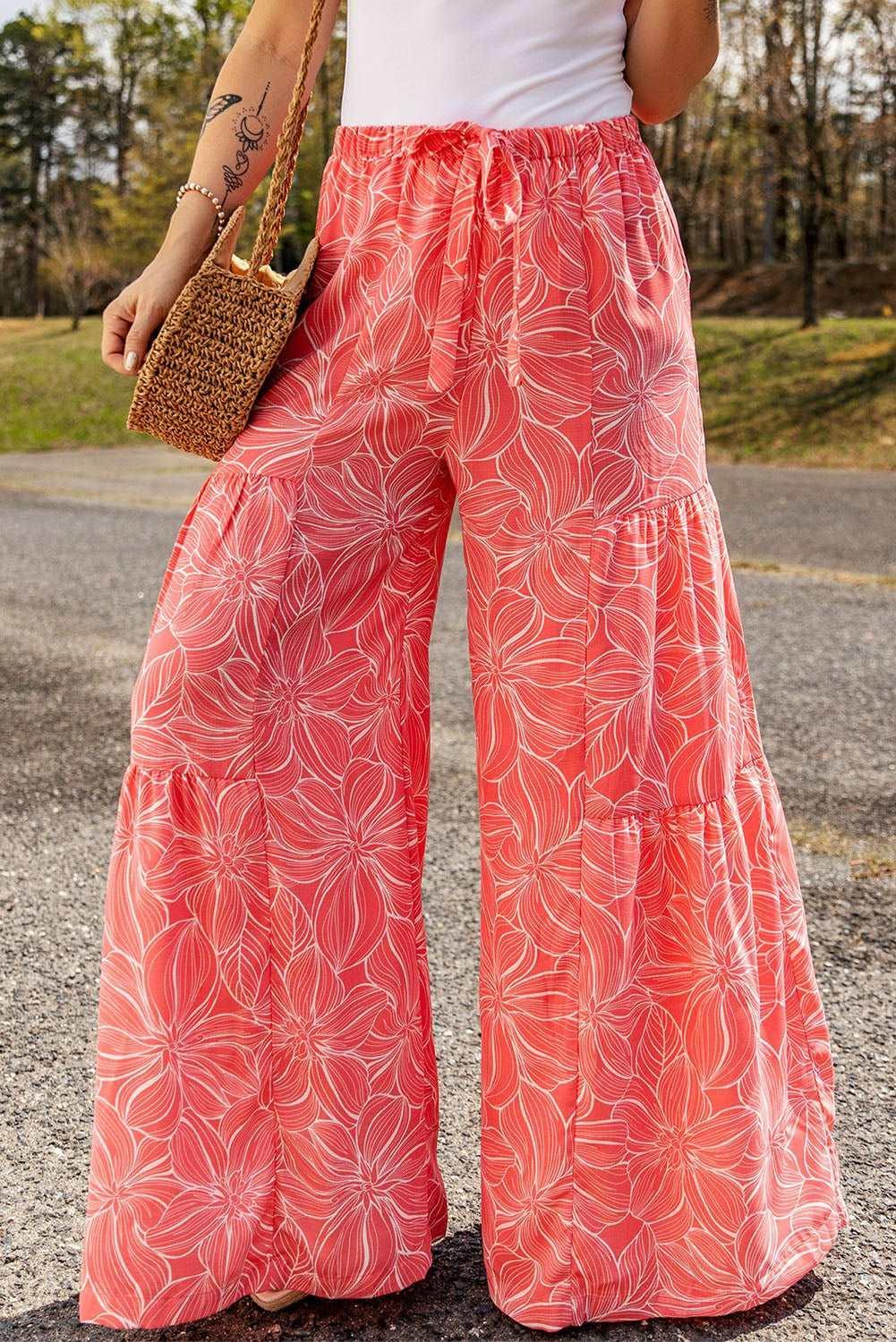 Amber Salmon Floral Wide Leg Culottes