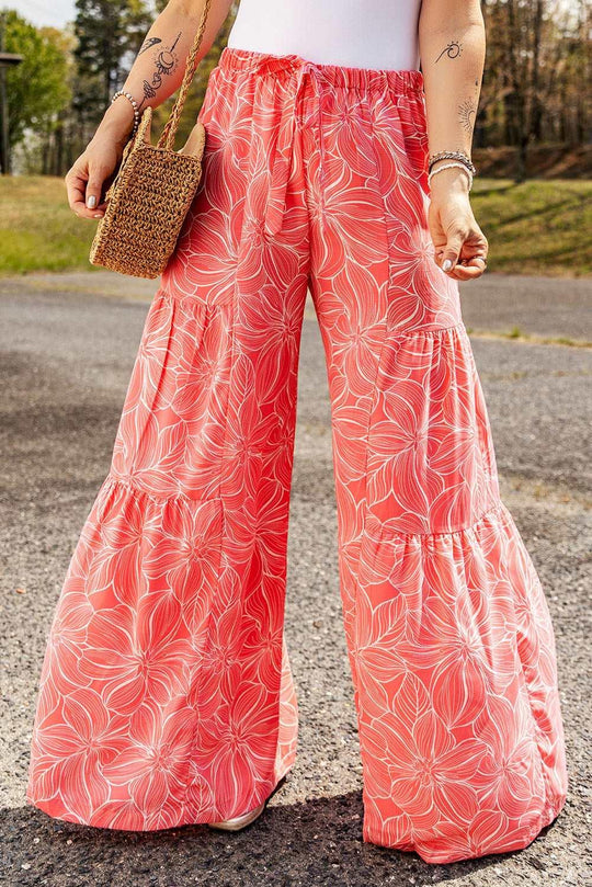 Amber Salmon Floral Wide Leg Culottes