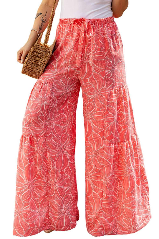 Amber Salmon Floral Wide Leg Culottes