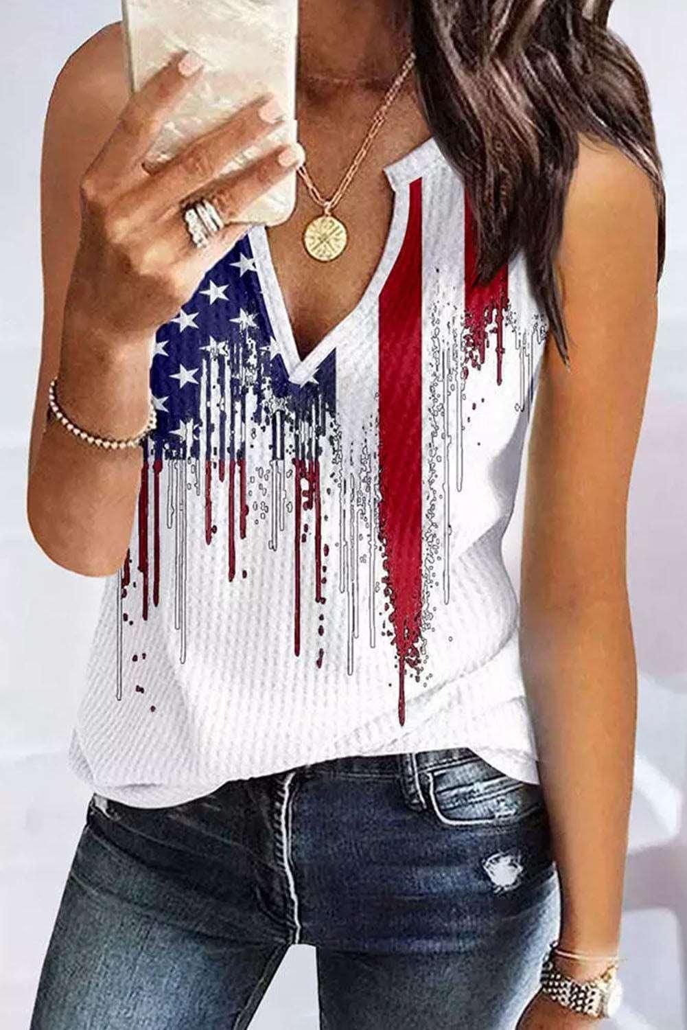 American Flag Print Tank Top