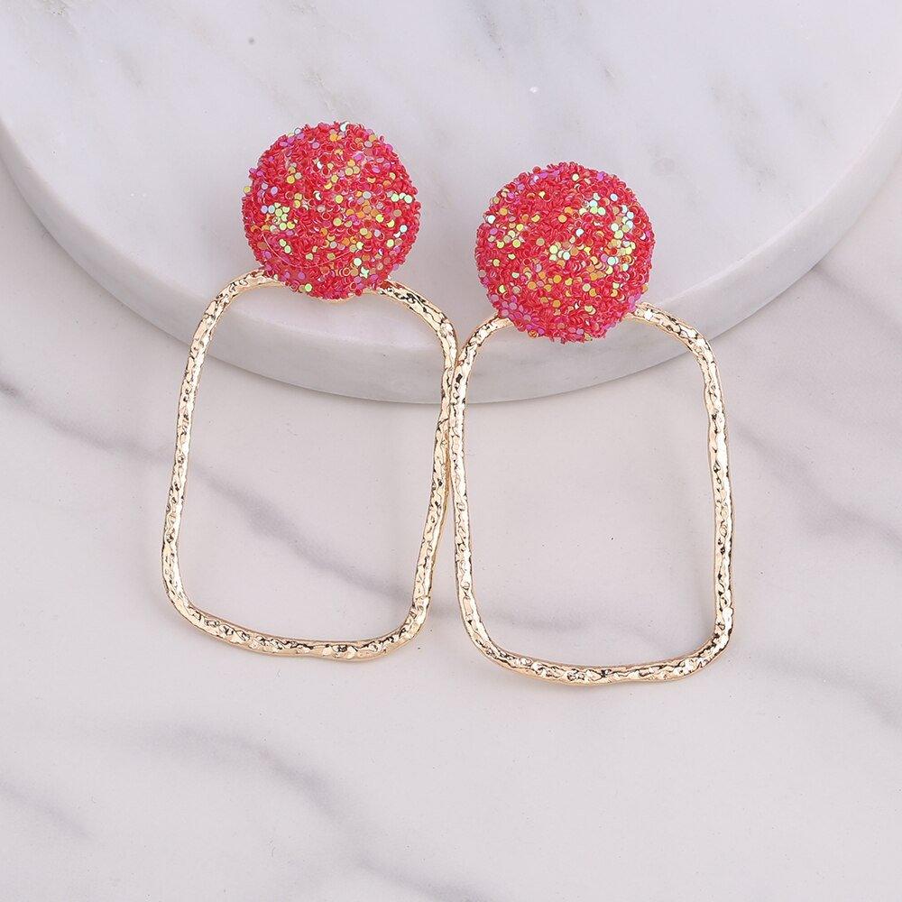 Baisley Statement Round Drop Rhinestone Earrings - Klazzi Fashion Boutique