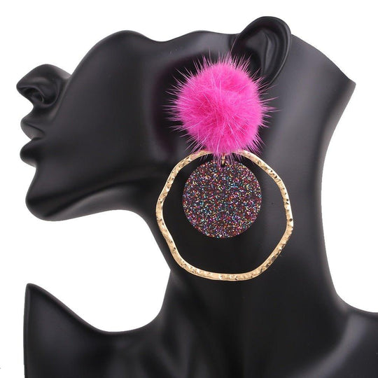 Baisley Statement Round Drop Rhinestone Earrings - Klazzi Fashion Boutique