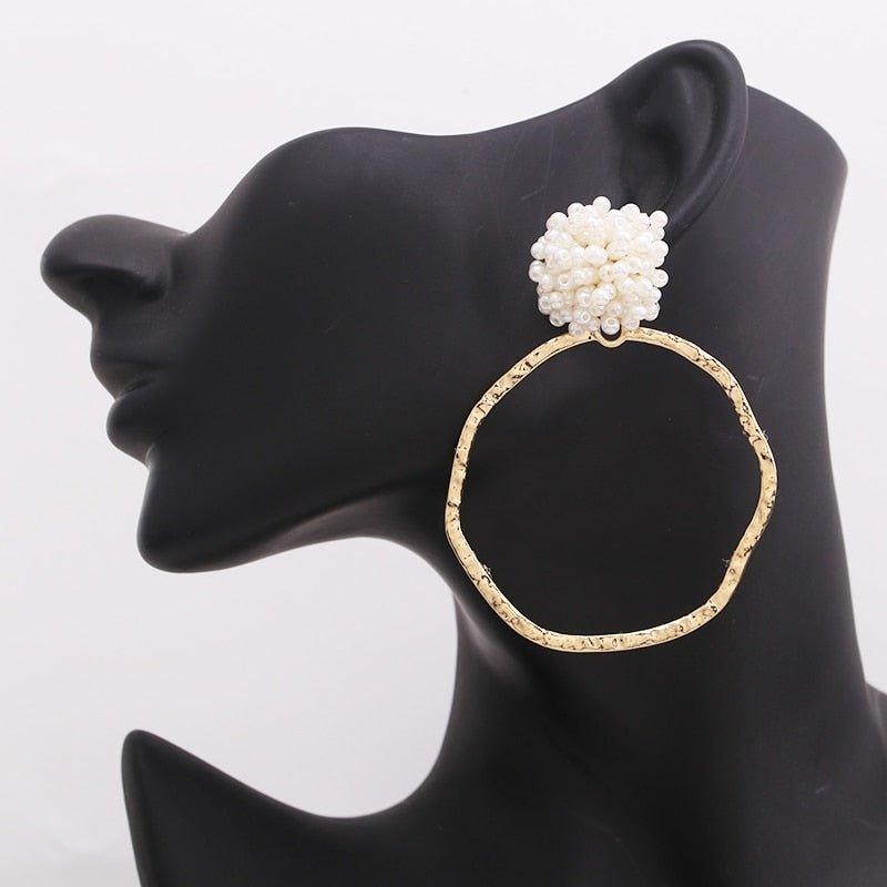 Baisley Statement Round Drop Rhinestone Earrings - Klazzi Fashion Boutique