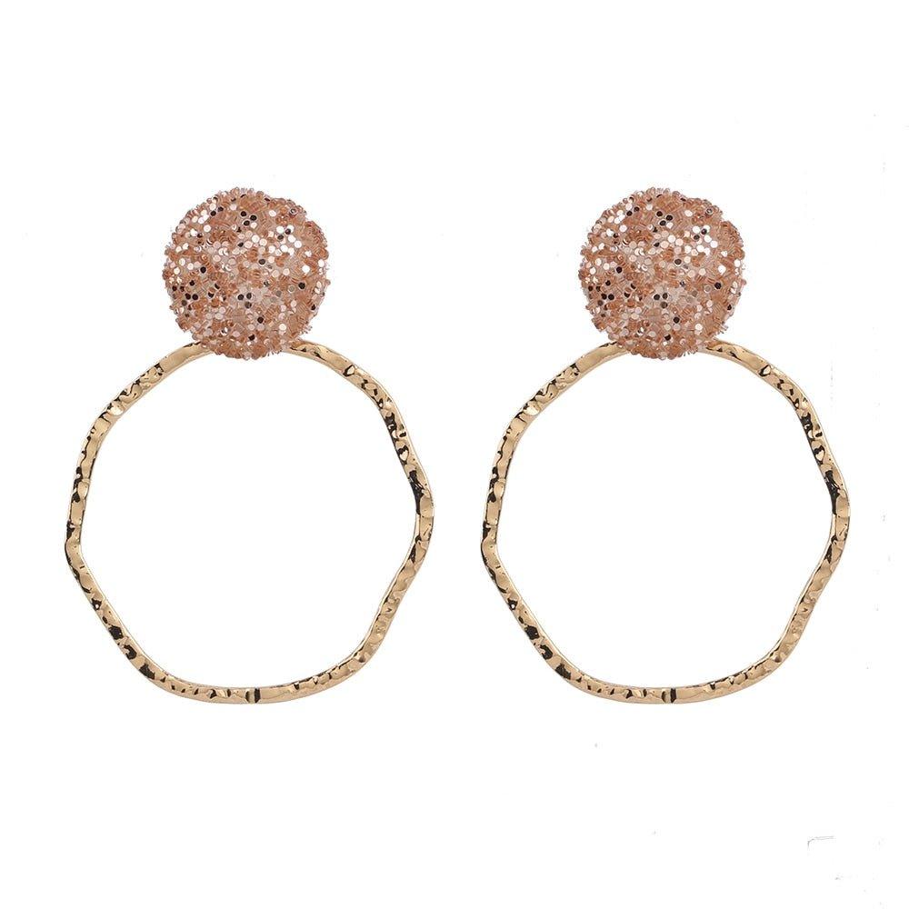 Baisley Statement Round Drop Rhinestone Earrings - Klazzi Fashion Boutique