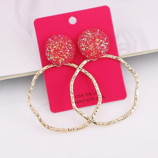 Baisley Statement Round Drop Rhinestone Earrings - Klazzi Fashion Boutique