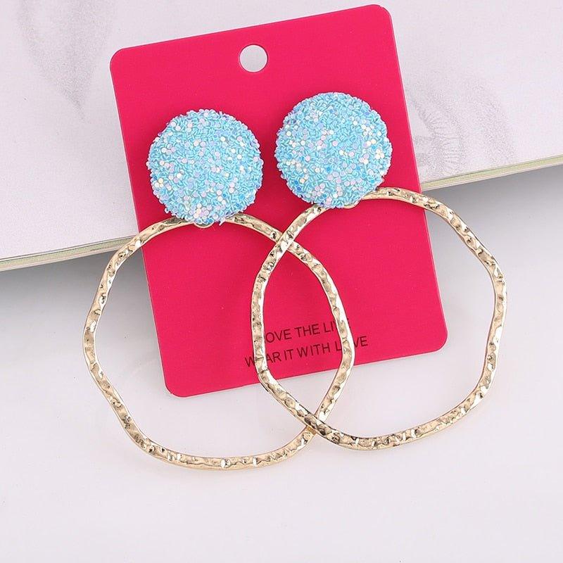 Baisley Statement Round Drop Rhinestone Earrings - Klazzi Fashion Boutique