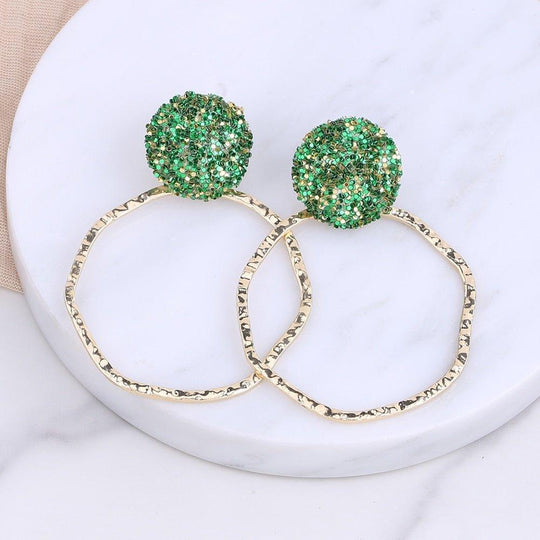 Baisley Statement Round Drop Rhinestone Earrings - Klazzi Fashion Boutique