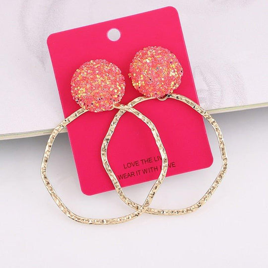 Baisley Statement Round Drop Rhinestone Earrings - Klazzi Fashion Boutique