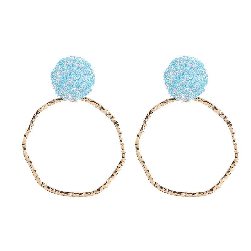 Baisley Statement Round Drop Rhinestone Earrings - Klazzi Fashion Boutique