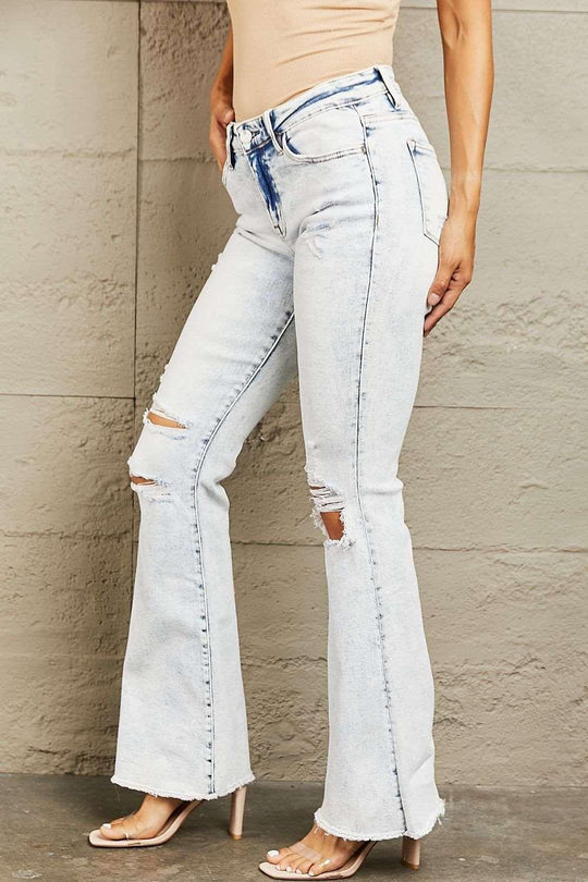 BAYEAS Lexi Mid Rise Acid Wash Distressed Jeans