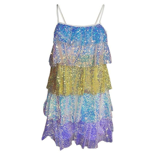 Birthday Queens Sequins Ruffle Mini Tiered Dress - Klazzi Fashion Boutique