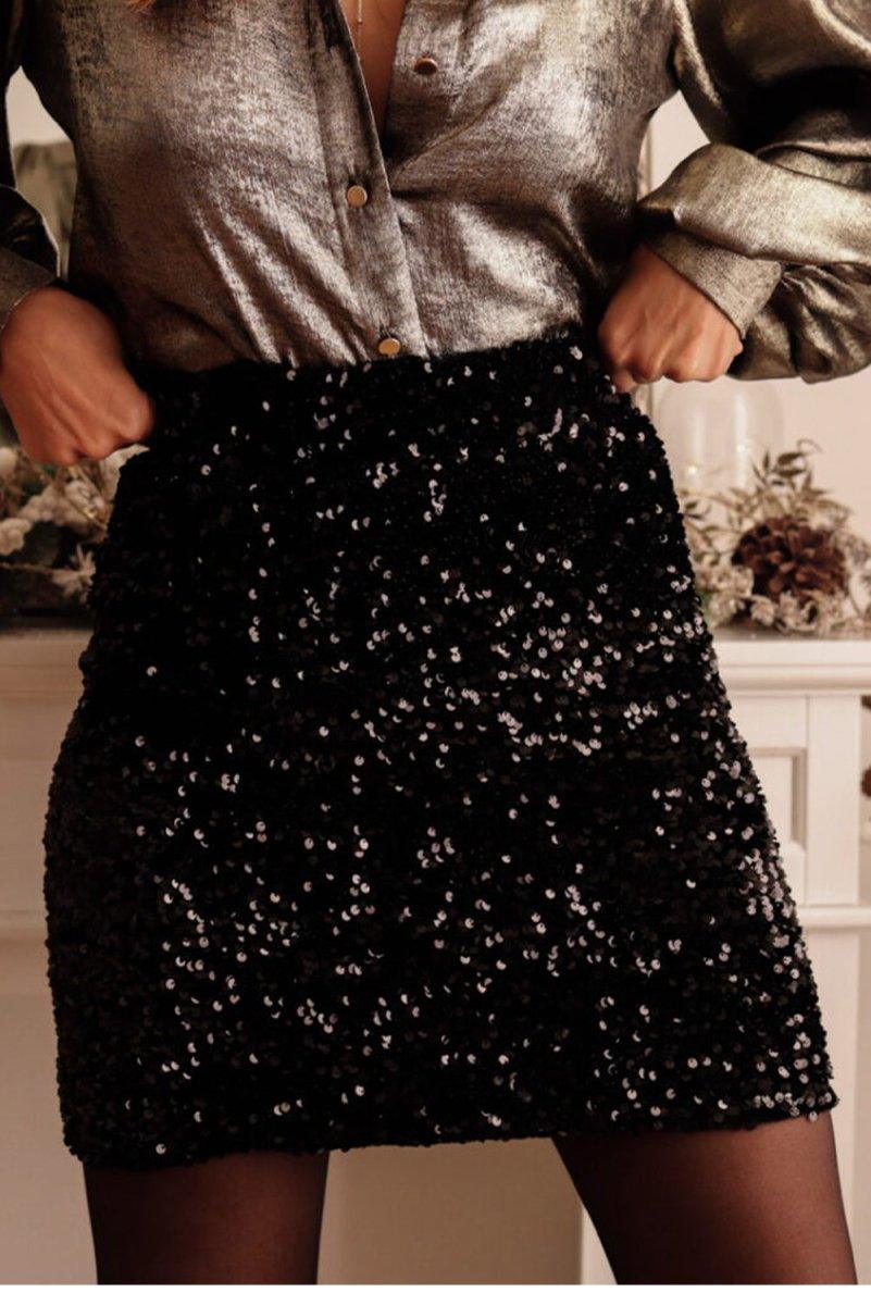 Black Dazzle Sequin Mini Skirt - Klazzi Fashion Boutique