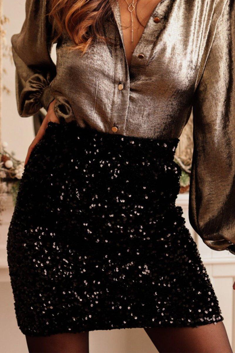 Black Dazzle Sequin Mini Skirt - Klazzi Fashion Boutique