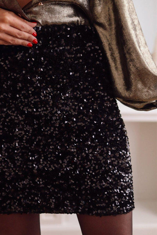 Black Dazzle Sequin Mini Skirt - Klazzi Fashion Boutique