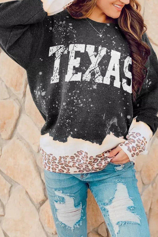 Black "TEXAS" Leopard Sweatshirt - Klazzi Fashion Boutique