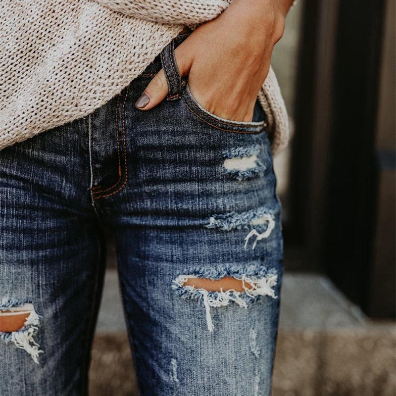 Boyfriend Holey Distressed Skinny Jean