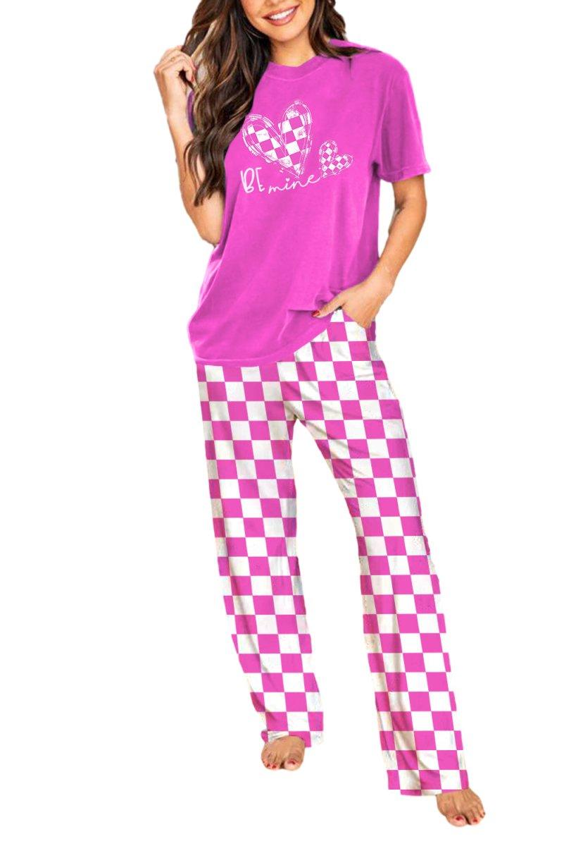 Bright Pink Valentine Lounge Pants Set - Klazzi Fashion Boutique