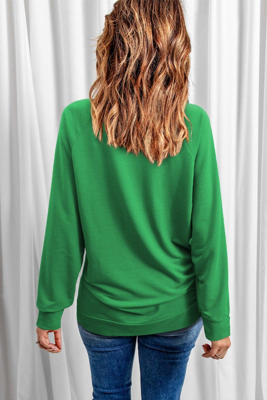 Candy Green Raglan Sleeve Sweatshirt - Klazzi Fashion Boutique