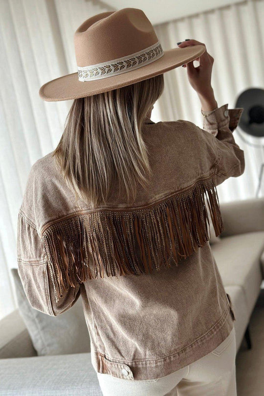 Cowgirl Rhinestone Fringed Denim Jacket