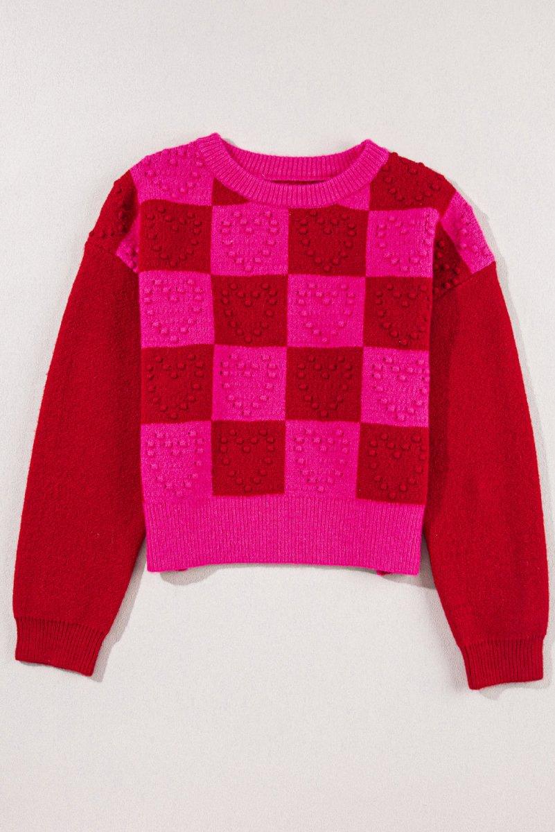 Checkered Hearts Valentine Sweater - Klazzi Fashion Boutique