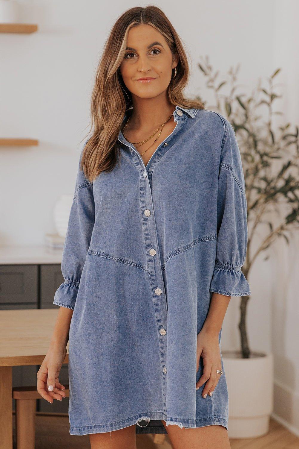 Cheyanne Long Sleeve Denim Mini Dress