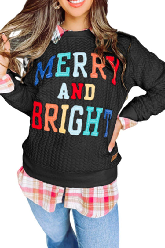 Christmas "Merry and Bright" Knit Sweatshirt