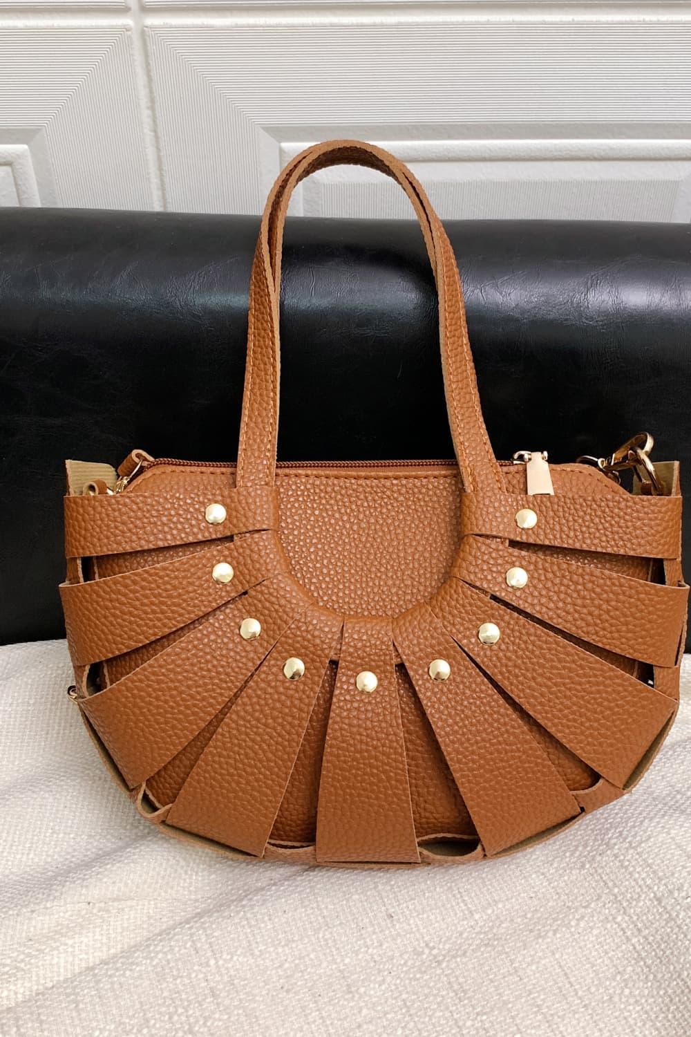 Cognac Heather Leather Handbag - Klazzi Fashion Boutique