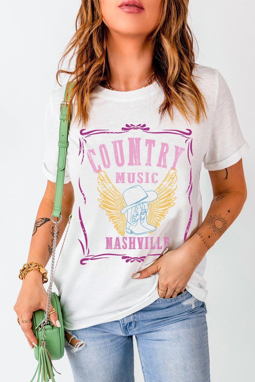 "COUNTRY MUSIC NASHVILLE" Graphic Shirt - Klazzi Fashion Boutique