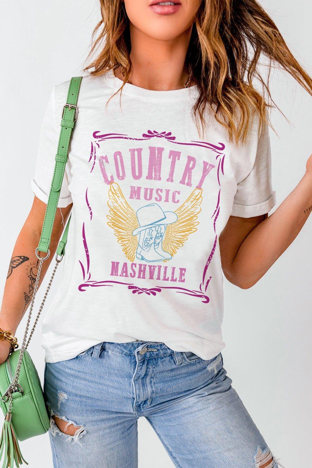 "COUNTRY MUSIC NASHVILLE" Graphic Shirt - Klazzi Fashion Boutique