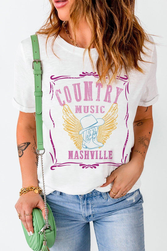 "COUNTRY MUSIC NASHVILLE" Graphic Shirt - Klazzi Fashion Boutique