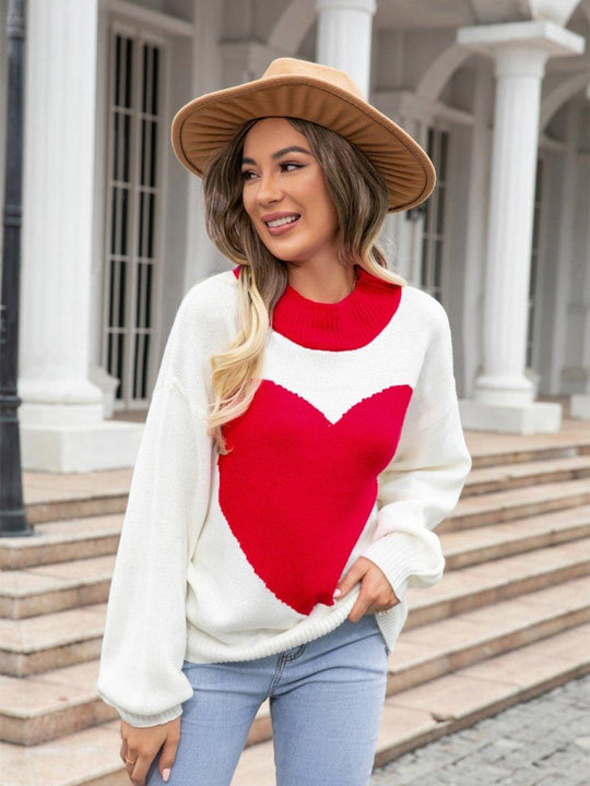 Cream Valentine Heart Sweater - Klazzi Fashion Boutique