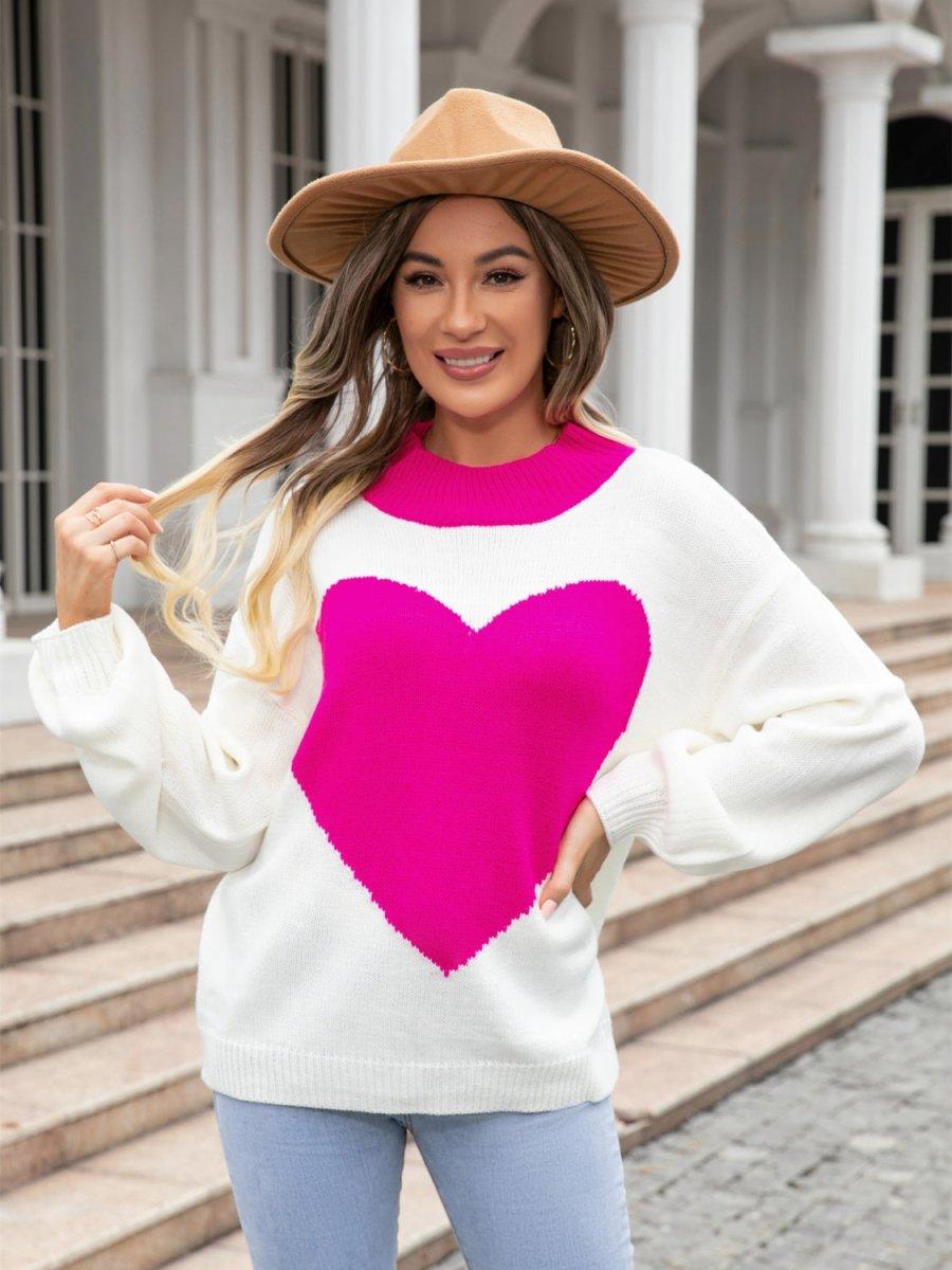 Cream Valentine Heart Sweater - Klazzi Fashion Boutique