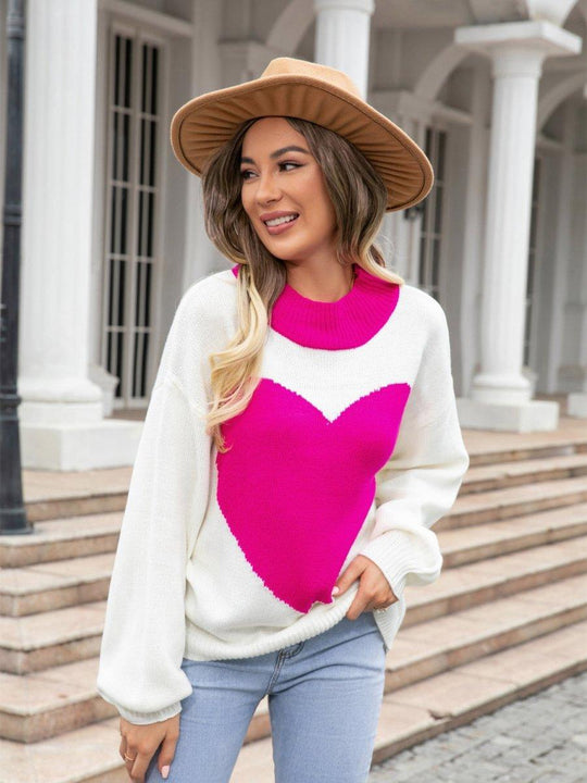 Cream Valentine Heart Sweater - Klazzi Fashion Boutique