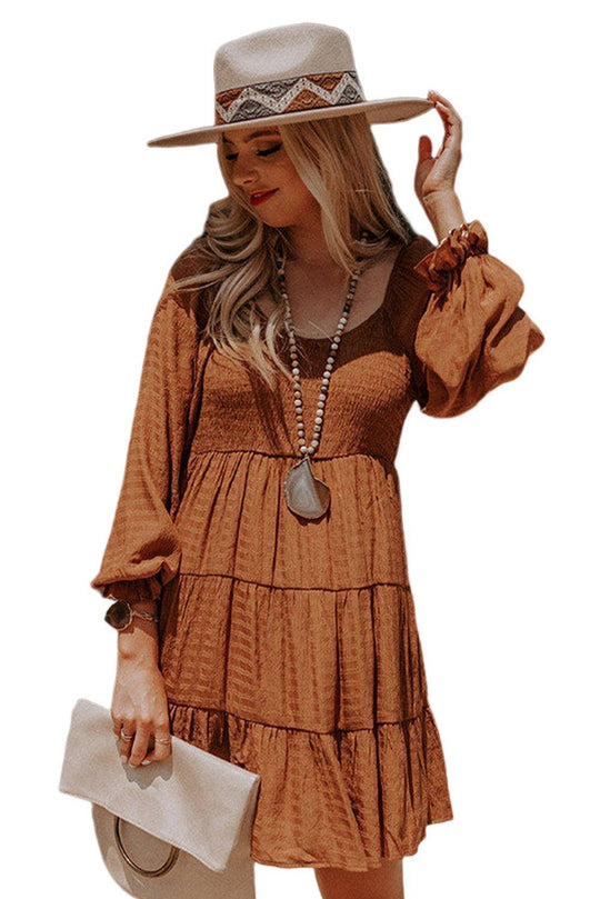 Dana Bishop Sleeve Tiered Mini Dress - Klazzi Fashion Boutique