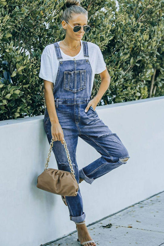 Danny Distressed Denim Overalls - Klazzi Fashion Boutique