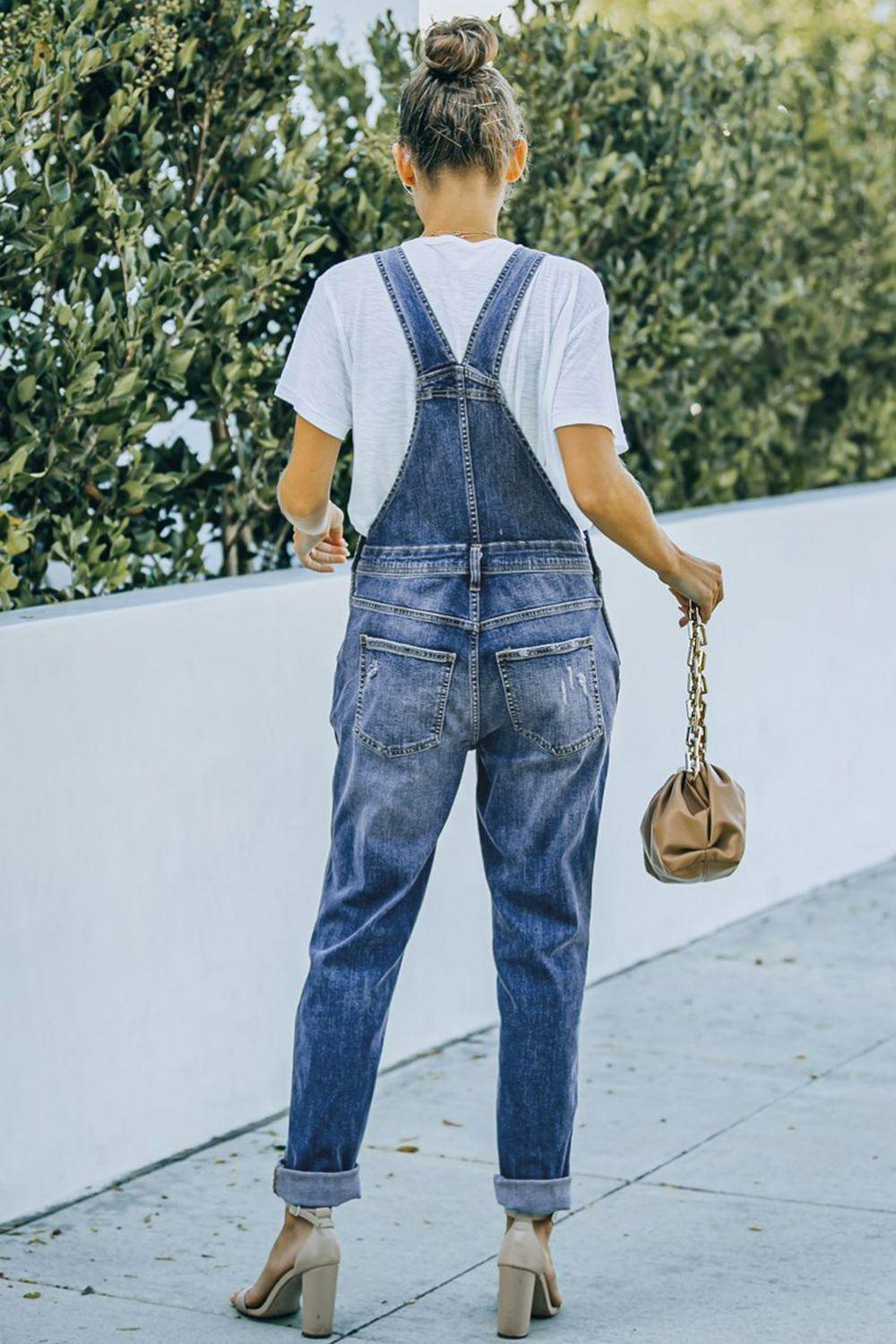 Danny Distressed Denim Overalls - Klazzi Fashion Boutique