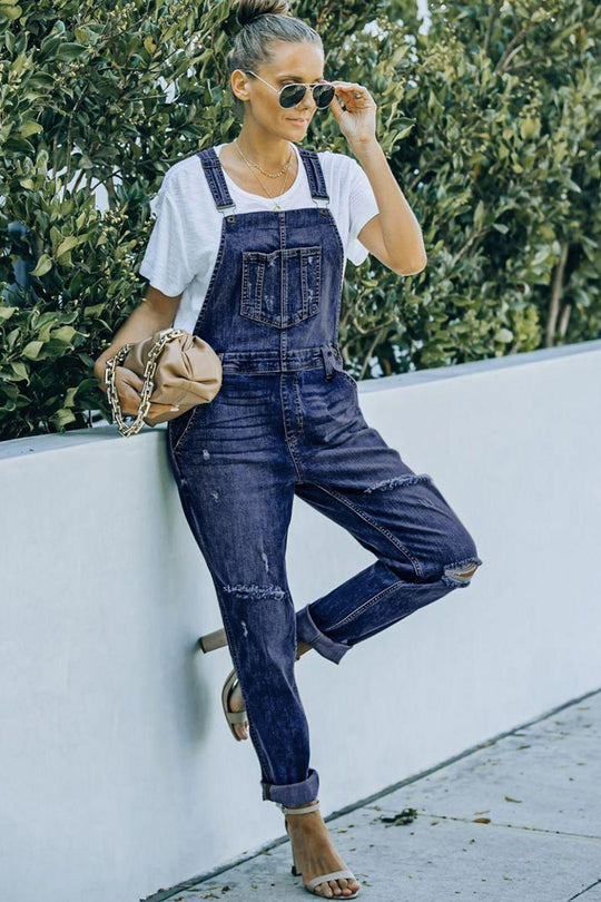 Danny Distressed Denim Overalls - Klazzi Fashion Boutique