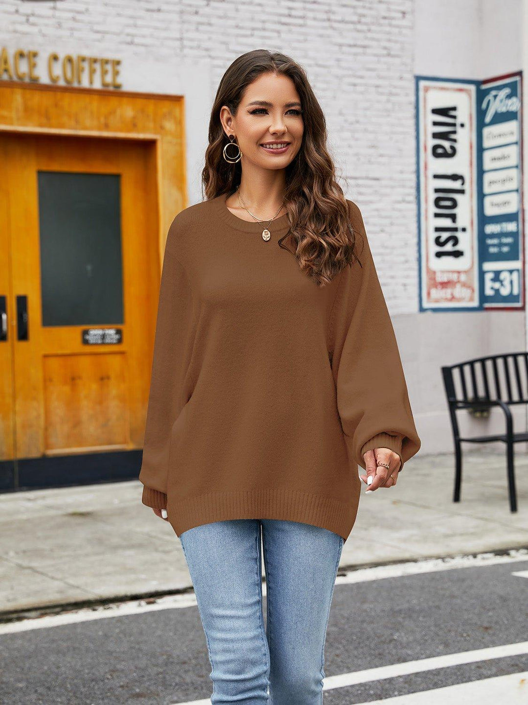 Day On The Town Ribbed Trim Sweater - Klazzi Fashion Boutique