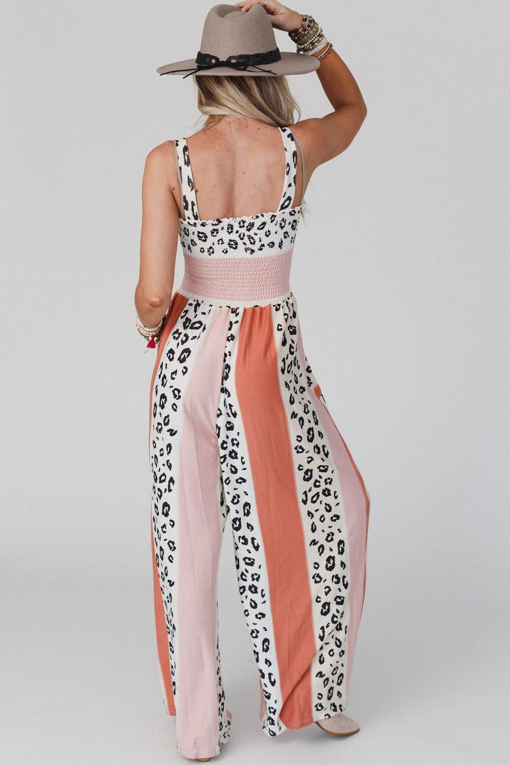 Dazzle Leopard Color Block Jumpsuit - Klazzi Fashion Boutique