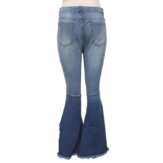 Distressed Shredded Wide Leg Denim - Klazzi Fashion Boutique