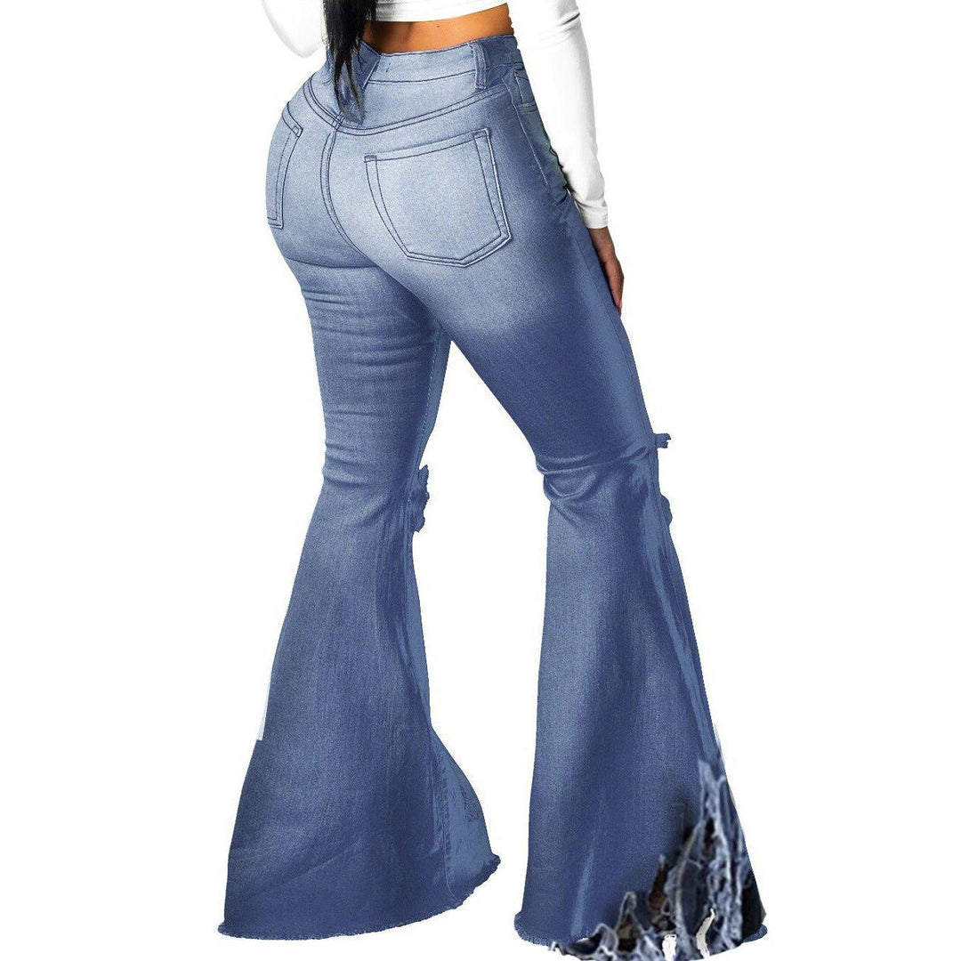 Distressed Shredded Wide Leg Denim - Klazzi Fashion Boutique