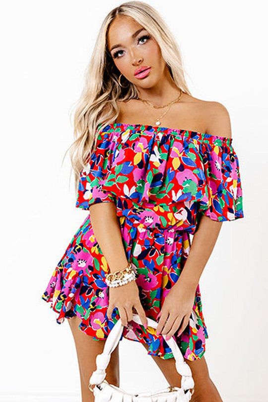 Donna Off Shoulder Ruffle Romper Set - Klazzi Fashion Boutique