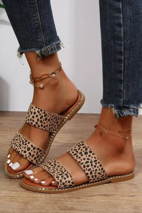 Leopard Double Strap Sandals