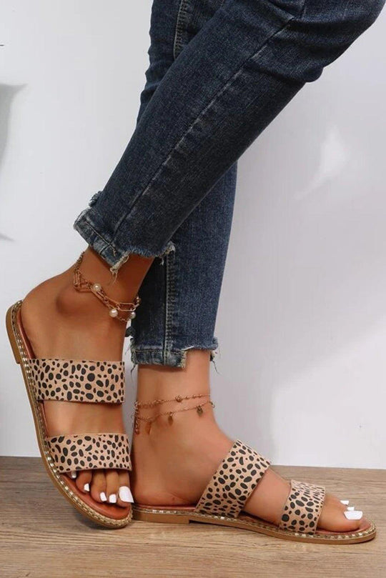 Leopard Double Strap Sandals